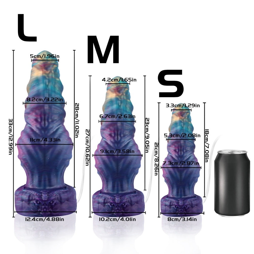 Domlust Knotted Squirting Dildo – Premium Platinum Silicone | Monster Knot + Ejaculation | Galaxy Nebula | 3 Sizes