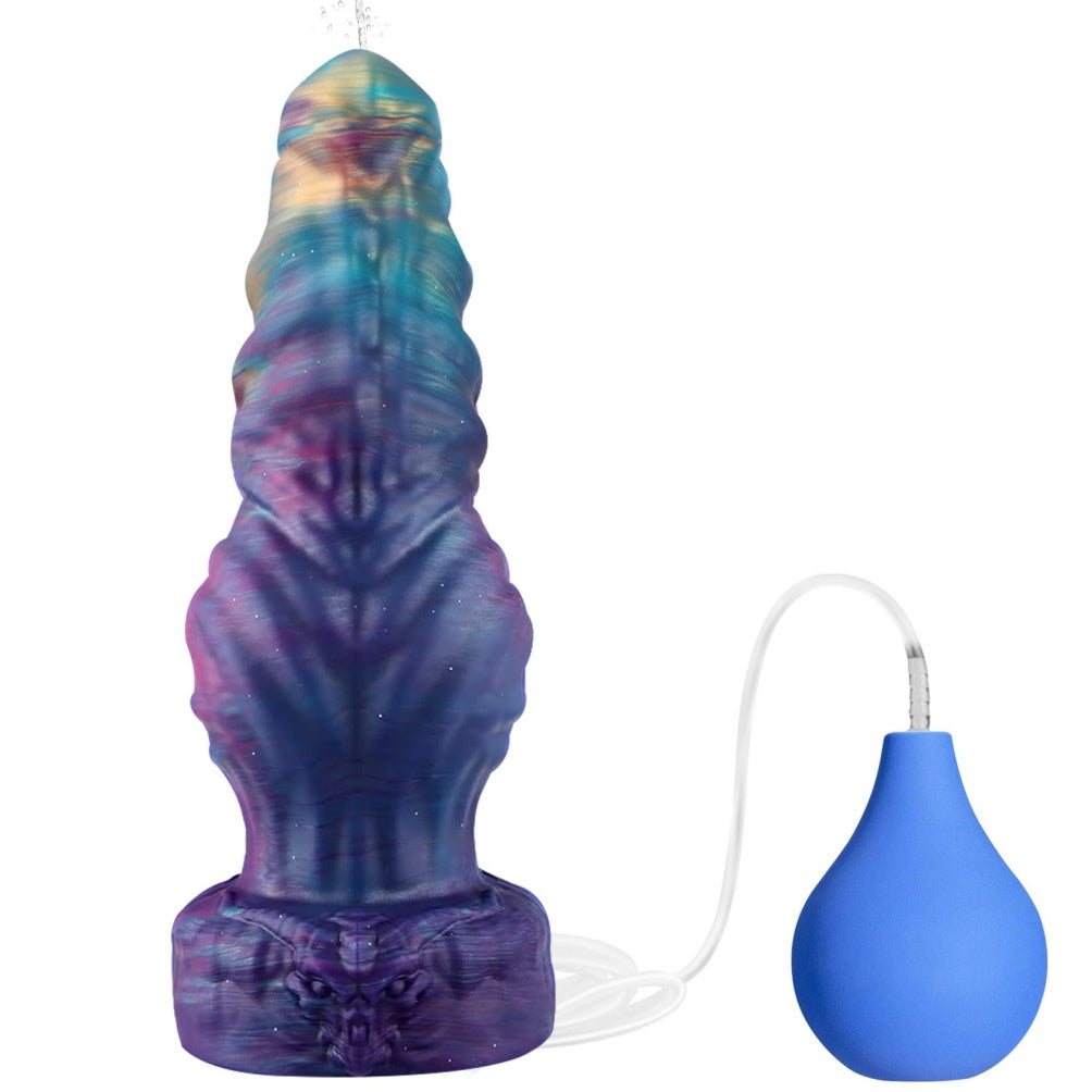 Domlust Knotted Squirting Dildo – Premium Platinum Silicone | Monster Knot + Ejaculation | Galaxy Nebula | 3 Sizes