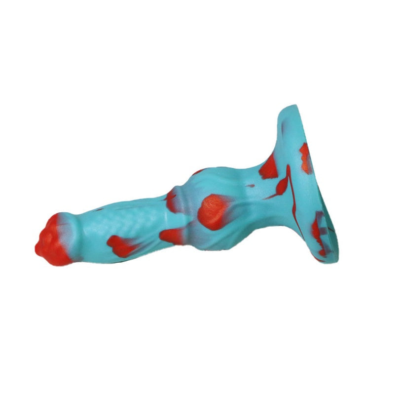 Canine Fantasy Knot Dildo – Blue & Red Silicone, Knot Expansion, Suction Cup | Domlust