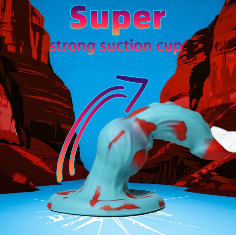 Canine Fantasy Knot Dildo – Blue & Red Silicone, Knot Expansion, Suction Cup | Domlust