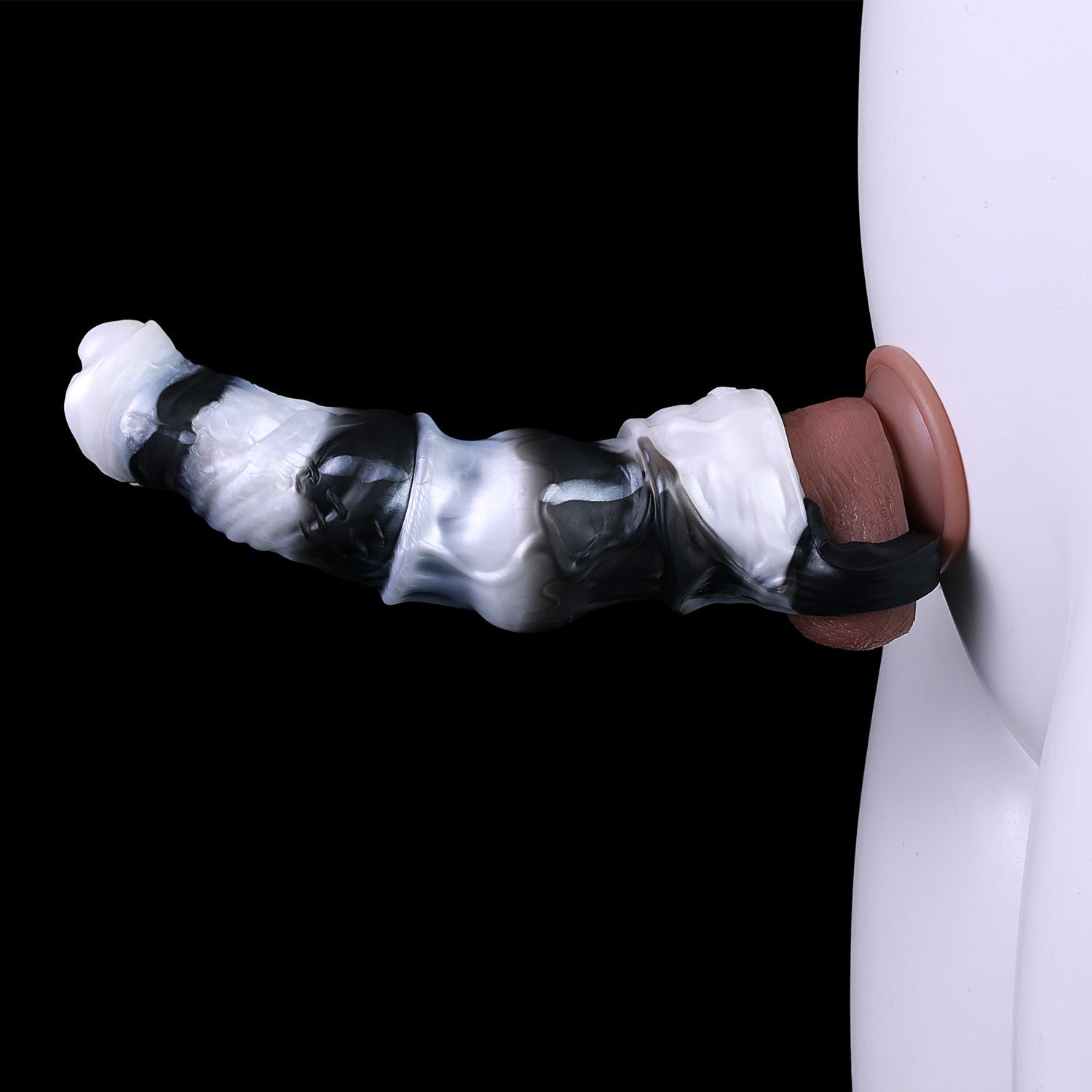 Vibrating Fantasy Cock Sleeve with Cockring – Platinum Silicone Penis Extender for Couples