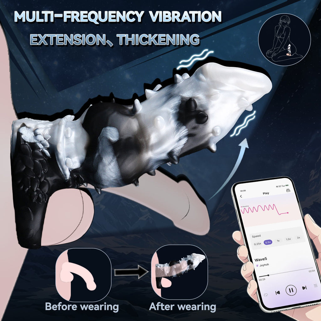 Fantasy Vibrating Cock Sleeve — Platinum Silicone Penis Extender with Remote Control