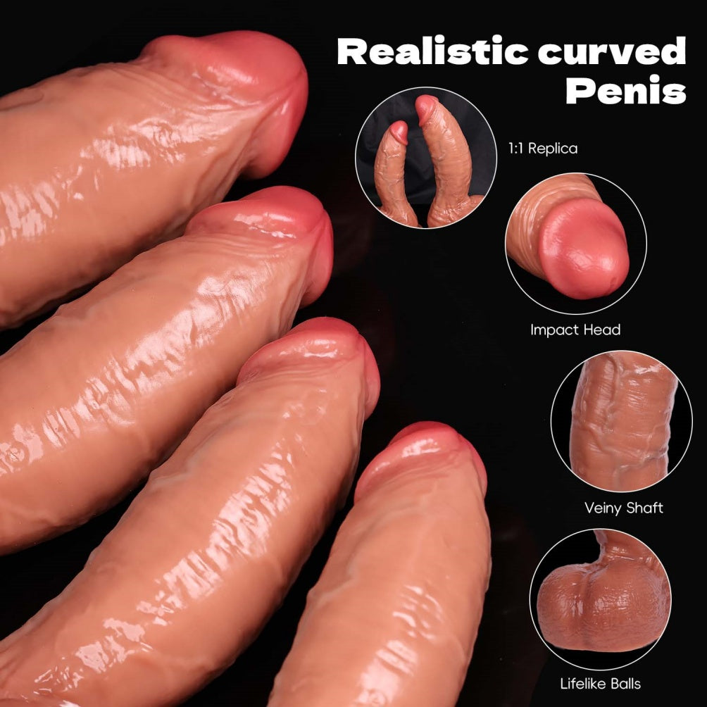 Domlust Curved Realistic Dildo – Dual-Density Silicone, Veiny Shaft, G-Spot Curve (S–XL)