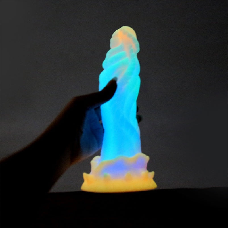 Domlust Glow-in-the-Dark Dragon Dildo – Platinum Silicone Dragon Scale Suction Cup Anal Butt Plug Fantasy Fetish Sex Toy