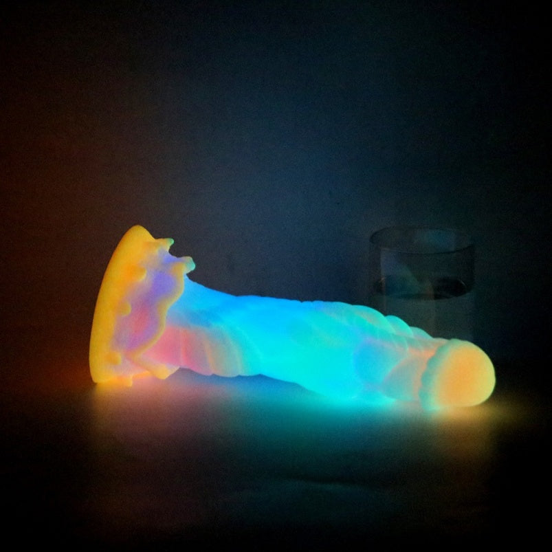 Domlust Glow-in-the-Dark Dragon Dildo – Platinum Silicone Dragon Scale Suction Cup Anal Butt Plug Fantasy Fetish Sex Toy