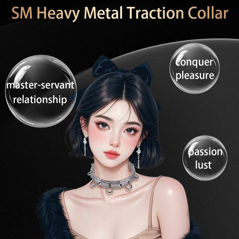 Restraint Stainless Steel Traction Collar Set – Control Sex Toy for Couples Erotic Play