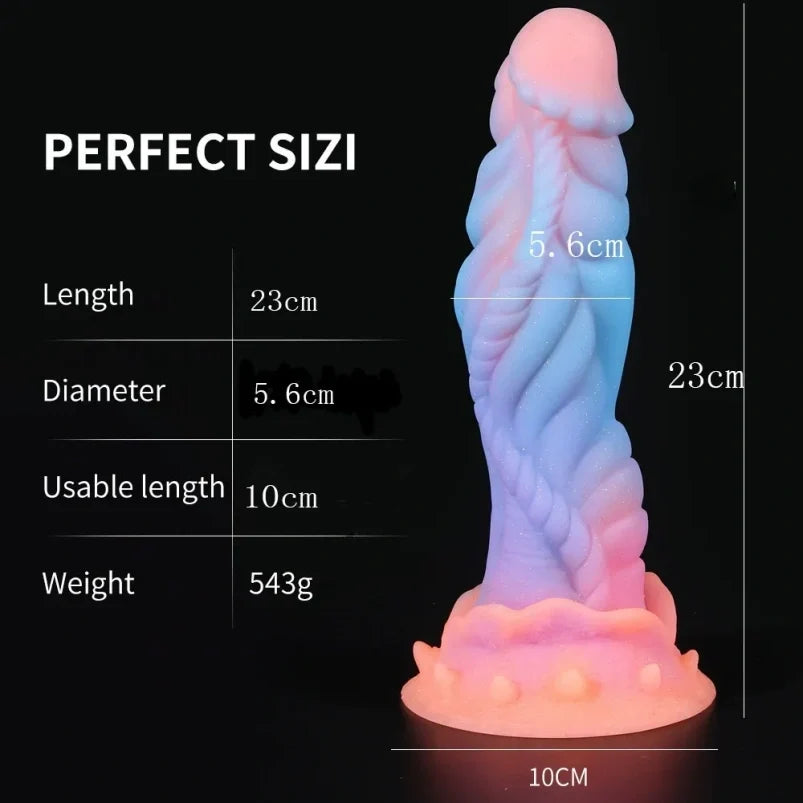 Domlust Glow-in-the-Dark Dragon Dildo – Platinum Silicone Dragon Scale Suction Cup Anal Butt Plug Fantasy Fetish Sex Toy