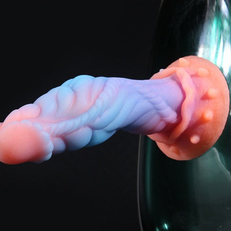 Domlust Glow-in-the-Dark Dragon Dildo – Platinum Silicone Dragon Scale Suction Cup Anal Butt Plug Fantasy Fetish Sex Toy