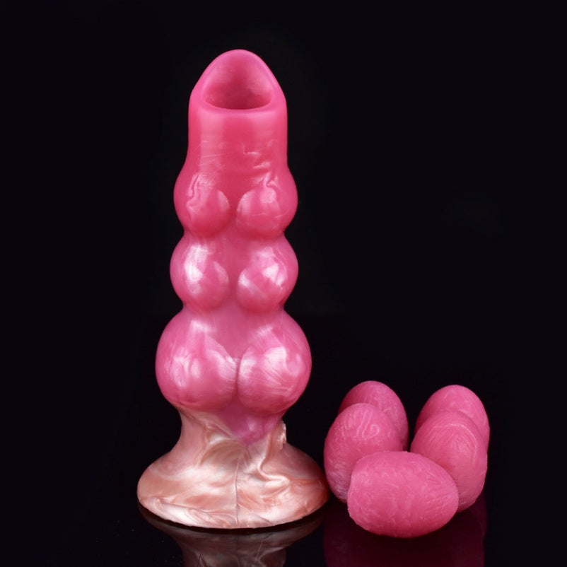 Platinum Silicone Knotted Ovipositor Dildo – Fantasy Egg-Laying Fetish Toy | Domlust