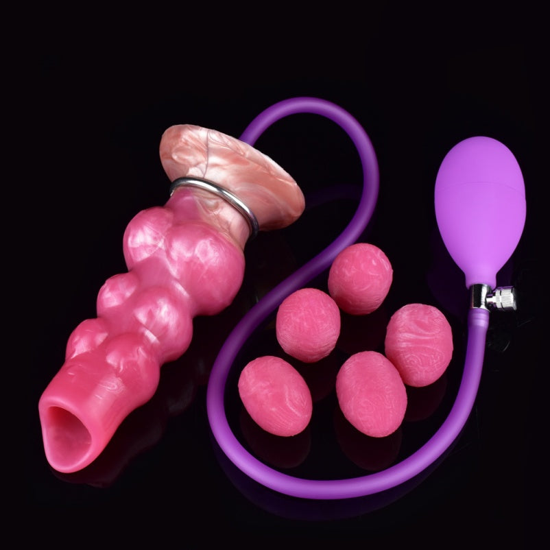 Platinum Silicone Knotted Ovipositor Dildo – Fantasy Egg-Laying Fetish Toy | Domlust