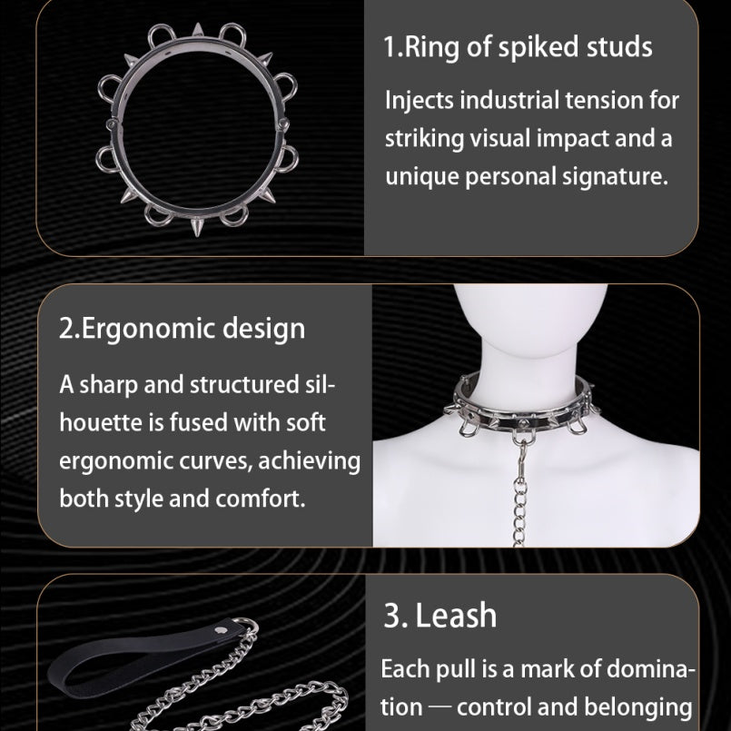 Restraint Stainless Steel Traction Collar Set – Control Sex Toy for Couples Erotic Play