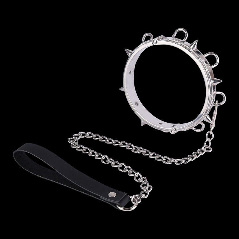 Restraint Stainless Steel Traction Collar Set – Control Sex Toy for Couples Erotic Play