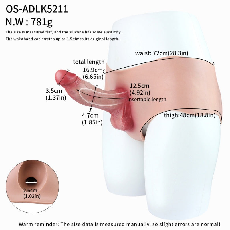 7 Inch Penis Sleeve Extender Pant – Realistic Cocksleeve Silicone Sheath Underwear for Men Gay