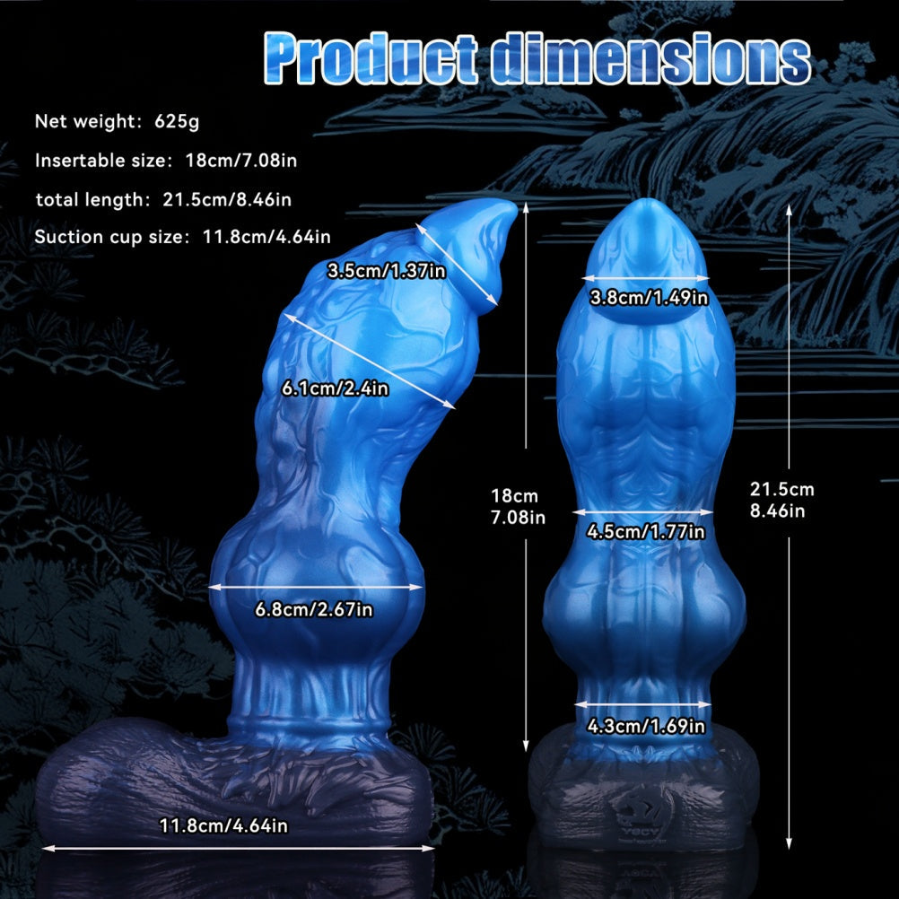 Domlust Blue Knot – 8" Dual-Density Silicone Dog Knot Dildo for Expansion & Knotting Fantasy