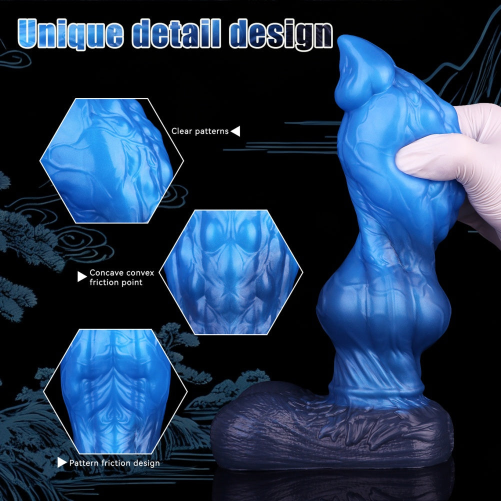 Domlust Blue Knot – 8" Dual-Density Silicone Dog Knot Dildo for Expansion & Knotting Fantasy